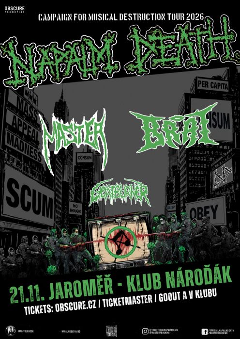 CAMPAIGN FOR MUSICAL DESTRUCTION - Part 2: NAPALM DEATH, MASTER, THE BRAT, GOATBURNER - Jaroměř