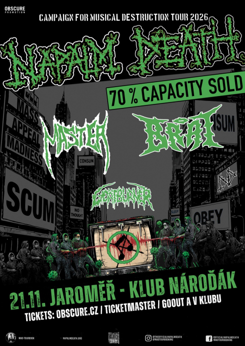 CAMPAIGN FOR MUSICAL DESTRUCTION - Part 2: NAPALM DEATH, MASTER, BRAT, GOATBURNER - Jaroměř