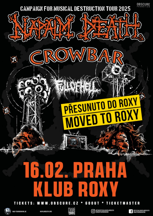 Campaign for Musical Destruction 2025: NAPALM DEATH, CROWBAR, FULL OF HELL, BRAT - Praha