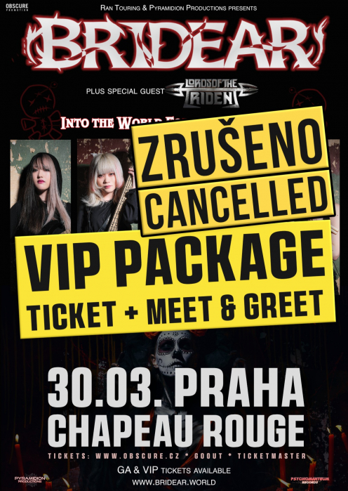 VIP PACKAGE: BRIDEAR, Lords Of The Trident - ZRUŠENO / CANCELLED - Praha