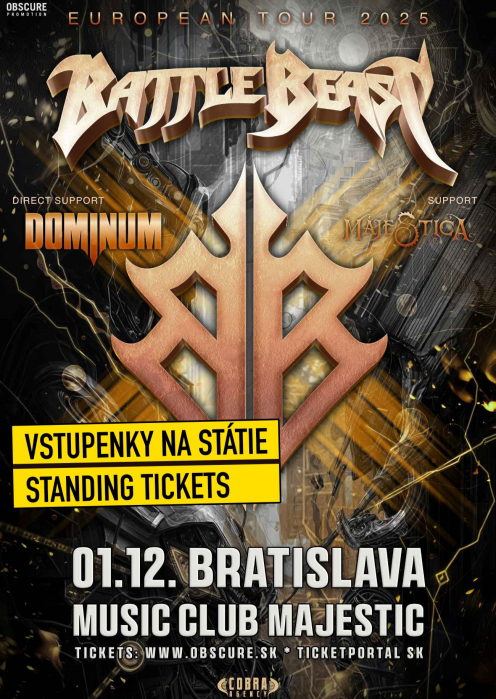 BATTLE BEAST, DOMINUM, MAJESTICA - Bratislava
