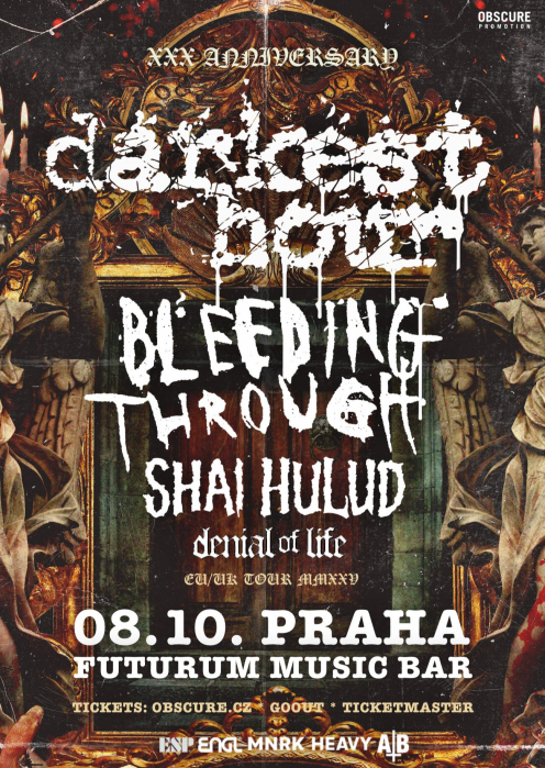 DARKEST HOUR, BLEEDING THROUGH, SHAI HULUD, DENIAL OF LIFE - Praha