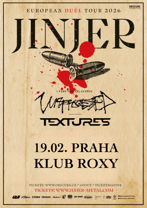 JINJER, UNPROCESSED, TEXTURES - Praha