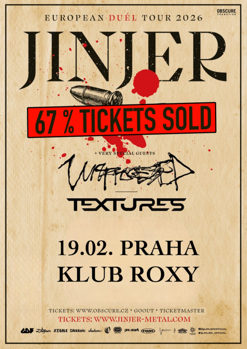 JINJER, UNPROCESSED, TEXTURES - Praha