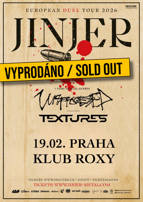 JINJER, UNPROCESSED, TEXTURES - Praha